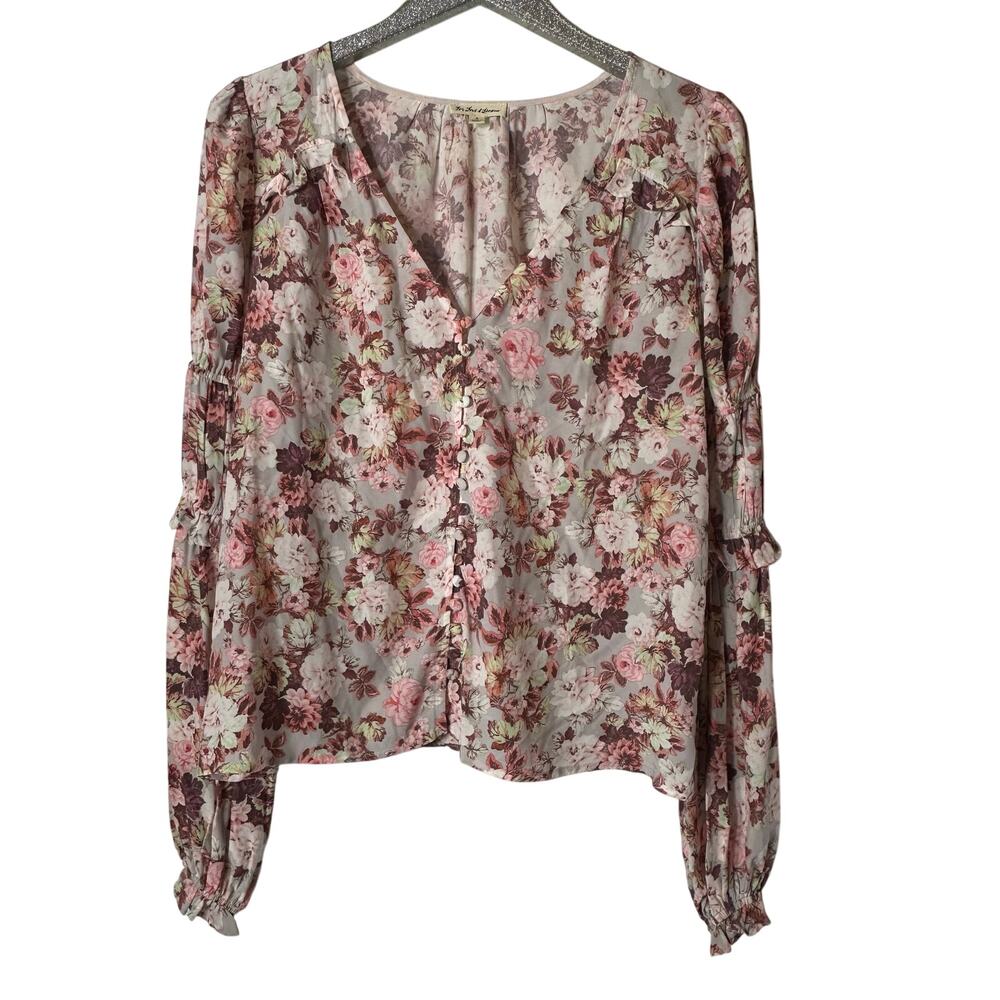 LoveShackFancy Floral Long Sleeve Blouse